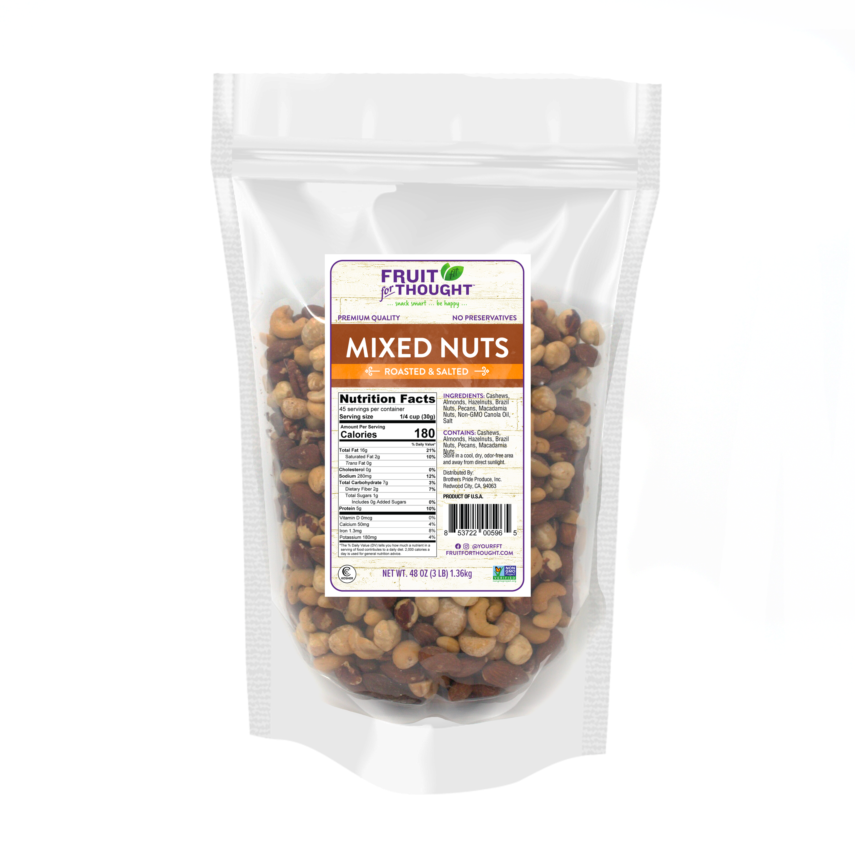 Premium Roasted Salted Mixed Nuts Multi-Serving Bags – Fruit For