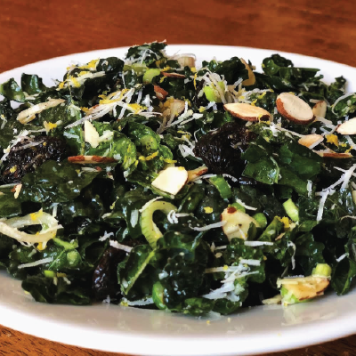 Kale and Dried Cherry Salad with Pecorino Romano and Almonds