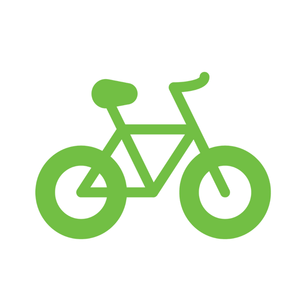 Green bicycle icon on a white background